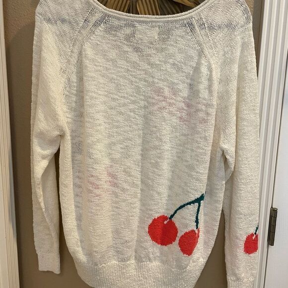 Lou & Grey Cherry Print Womens Knit Sweater S - Picture 6 of 11